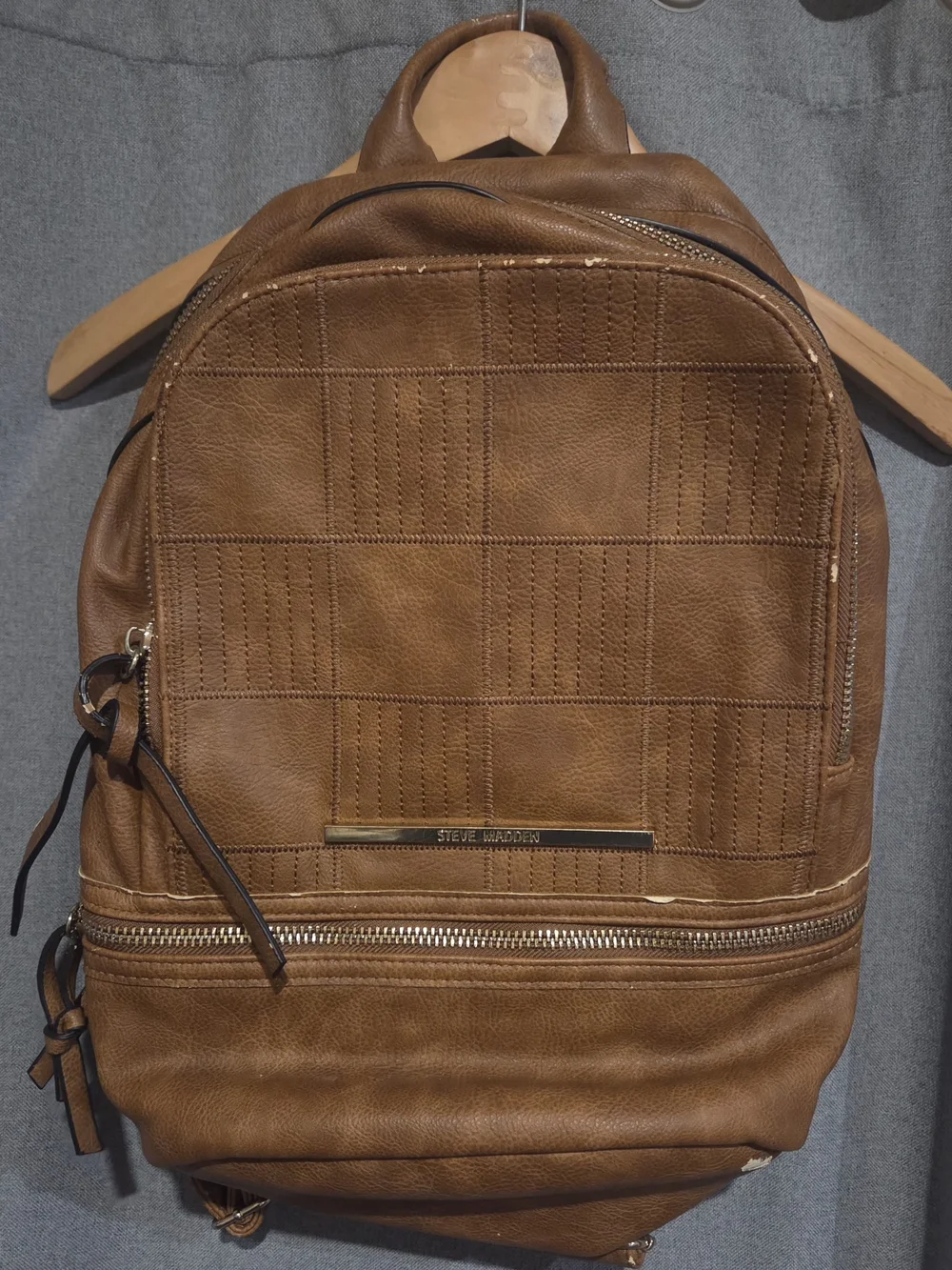 Steve Madden Brown Quilted Patchwork Backpack